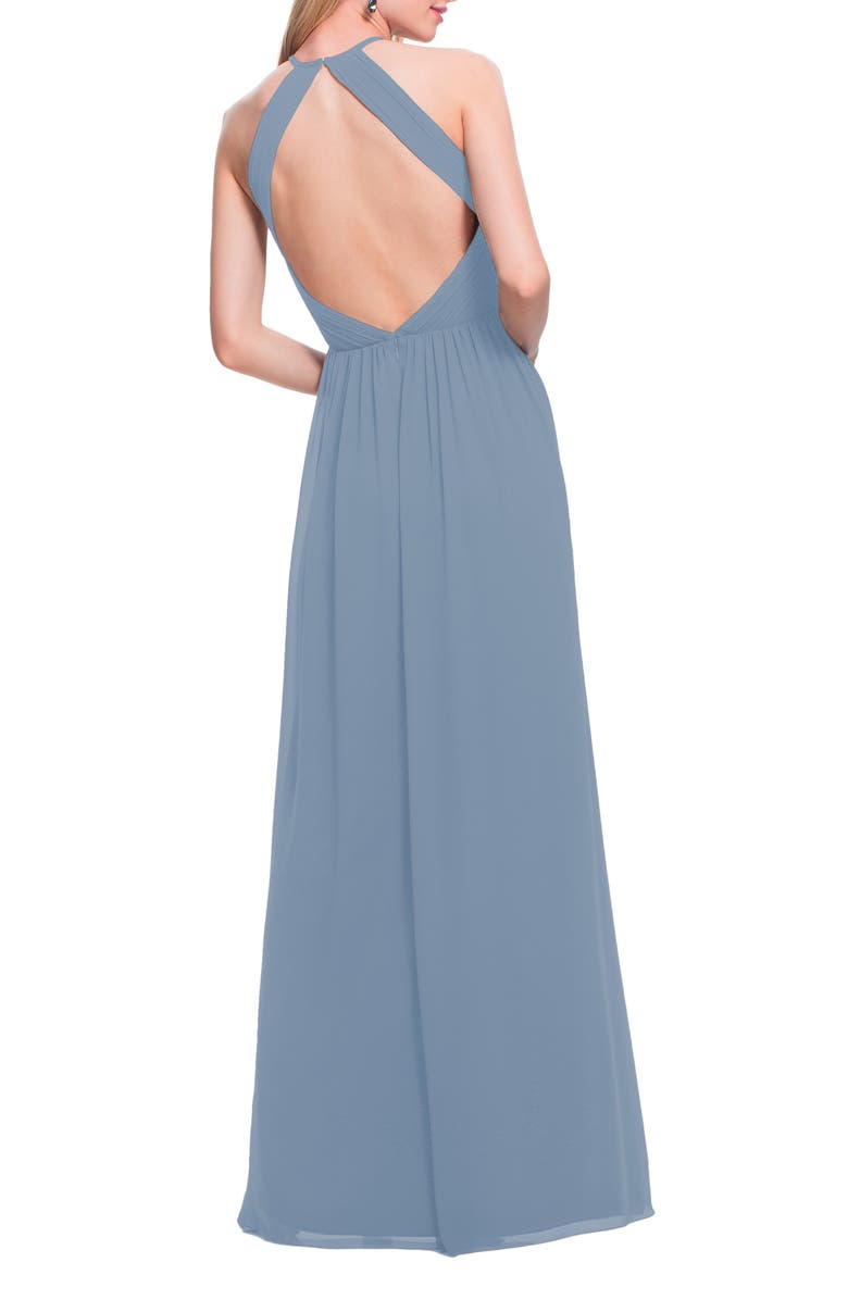 #Levkoff Halter Neck Chiffon A-Line Gown, Alternate, color, 