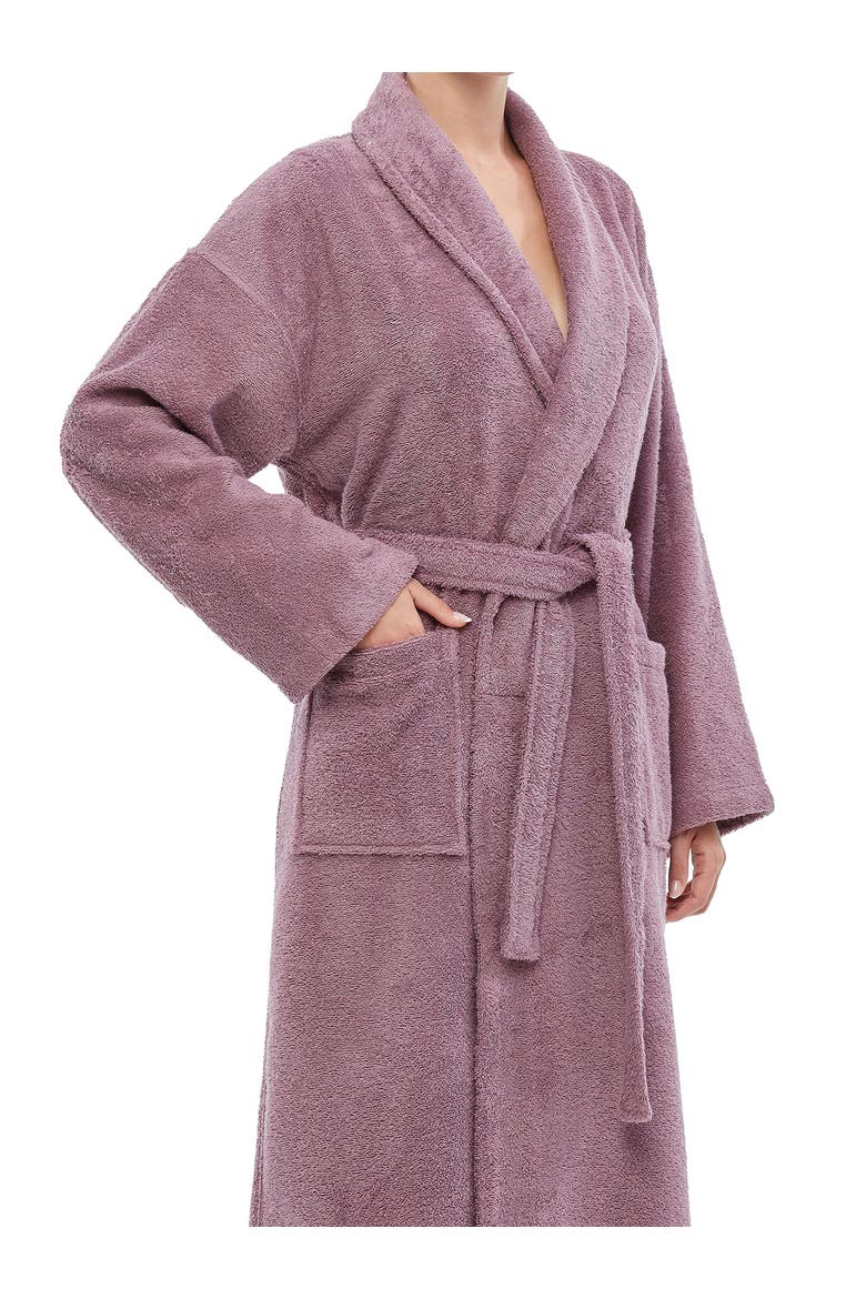Womens Classic Shawl Collar Ankle Length Terry Bathrobe, Alternate, color, Grape