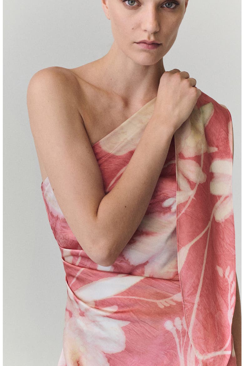 Floral Print One-Shoulder Maxi Dress, Alternate, color, PINK
