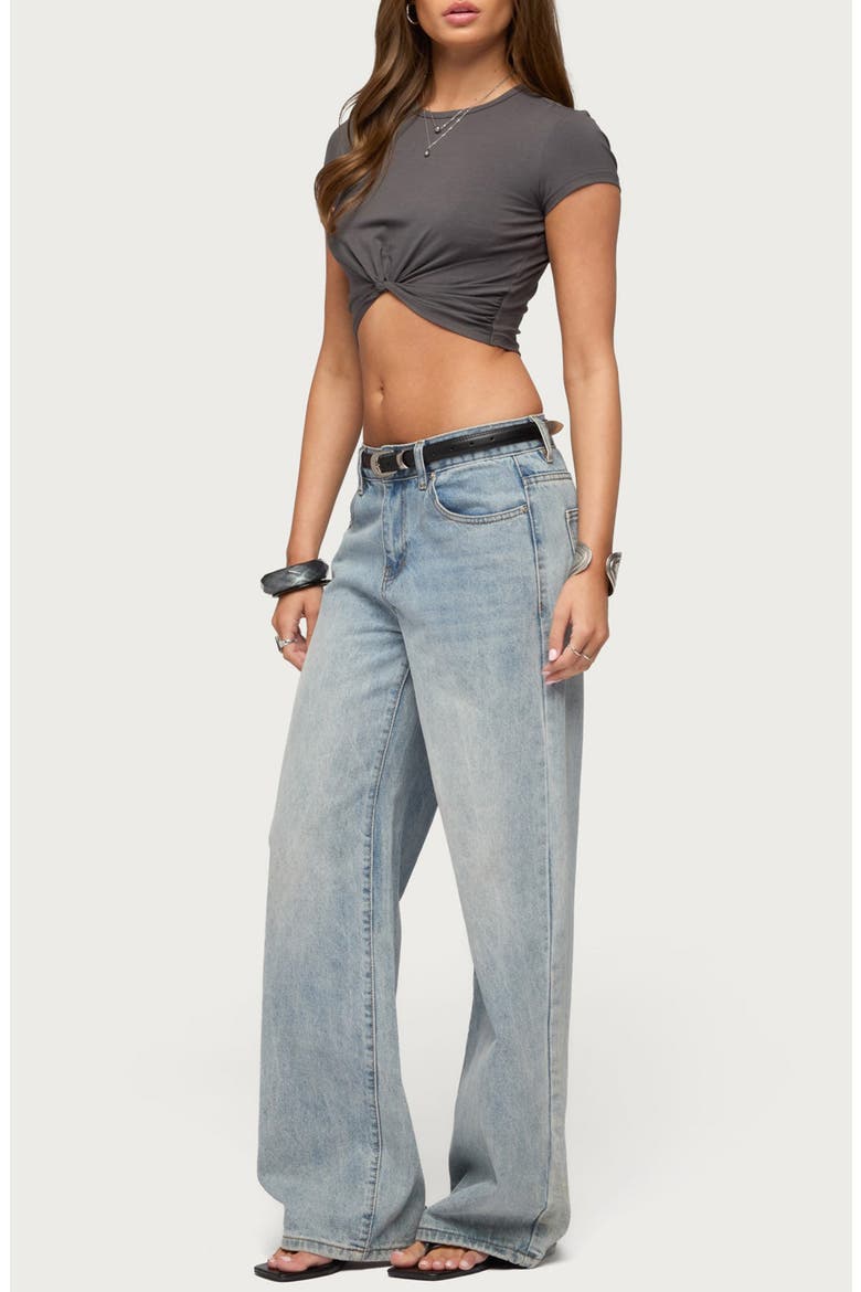 Sephey Twist Crop T-Shirt, Alternate, color, CHARCOAL