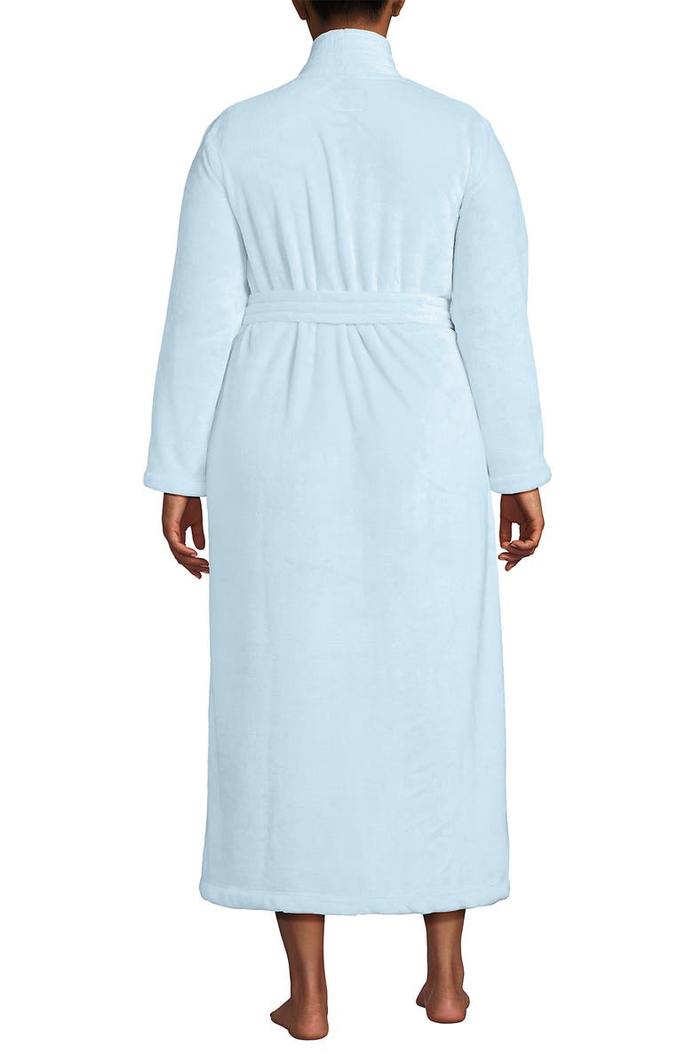 Lands' End Tall Cozy Plush Long Wrap Robe, Alternate, color, Soft Ice Blue