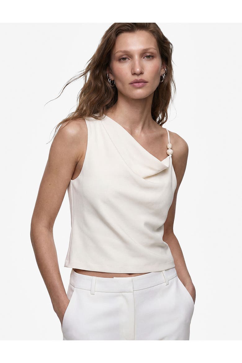 Stone Detail Draped Cowl Neck Top, Alternate, color, ECRU