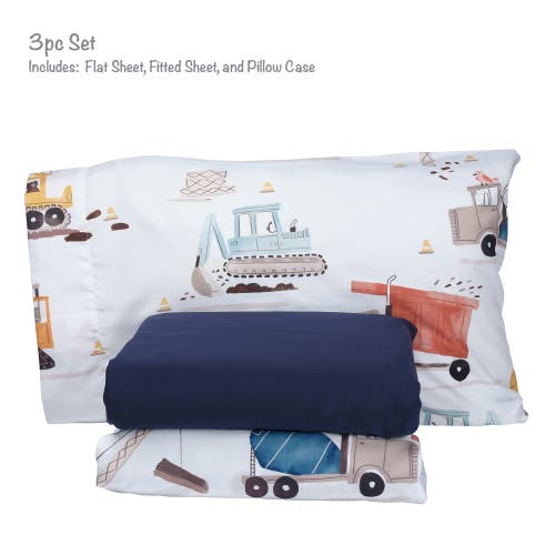 Bedtime Originals Construction Zone Transportation Twin Sheets & Pillowcase Set In Multi
