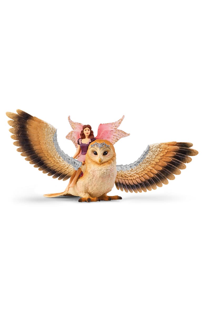 Schleich Bayala Fairy In Flight On Glamowl, 2 Piece Playset, Kid & Adult, Main, color, Multicolored