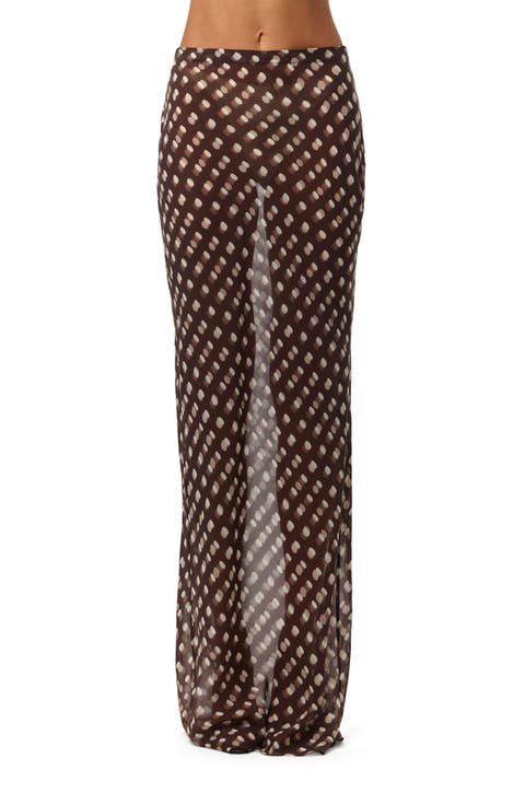 Polka Dot Illusion Chiffon Maxi Skirt