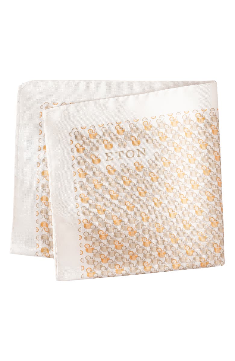 Eton Orange Cocktail Silk Twill Pocket Square, Main, color, Medium Orange
