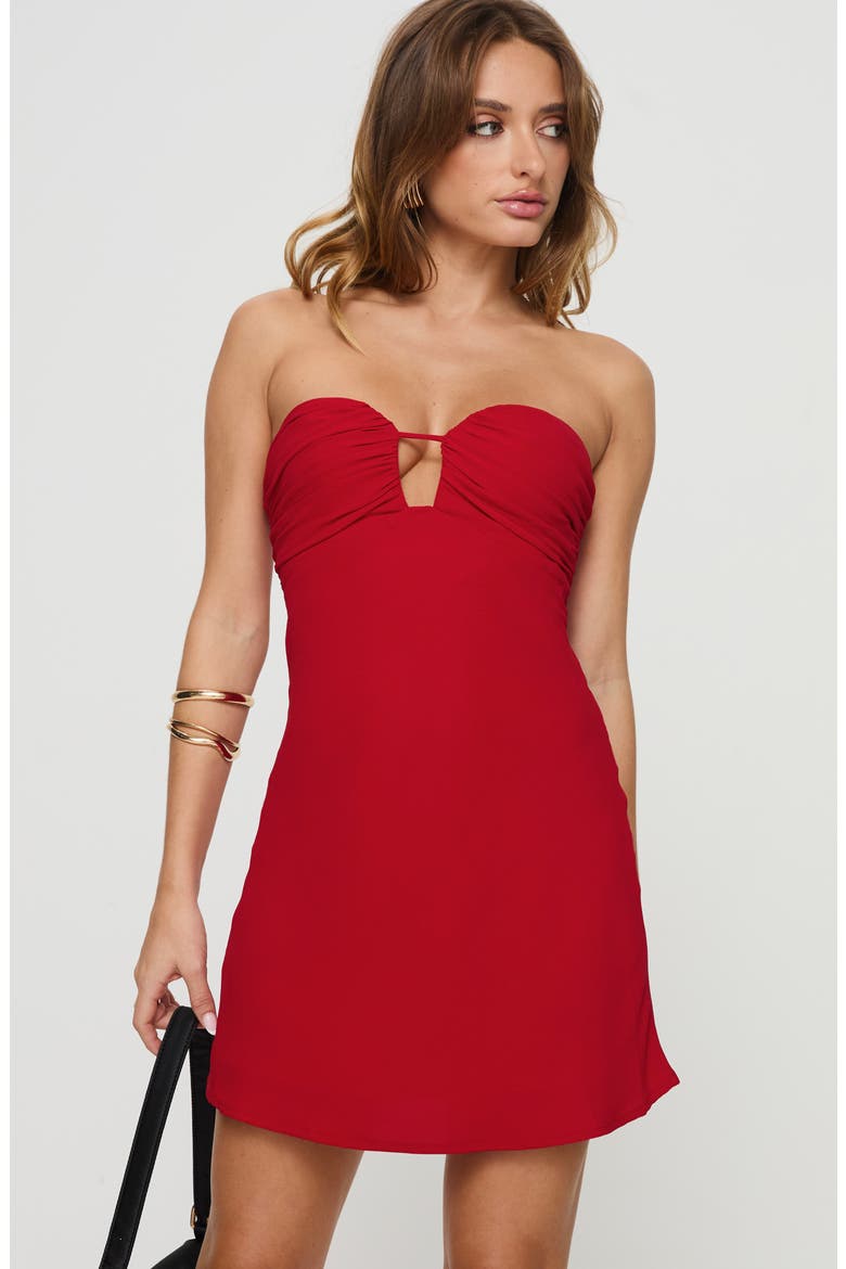 Cyprian Strapless Minidress, Alternate, color, RED