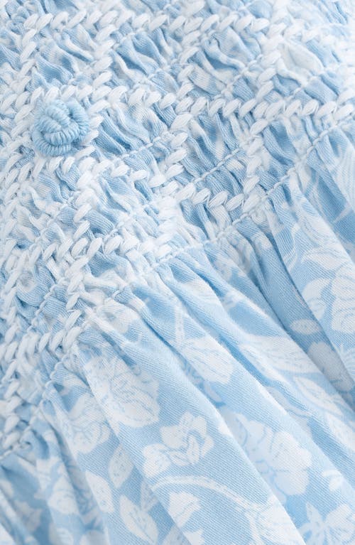 Next Kids' Ditsy Smocked Cotton Dress In Blue