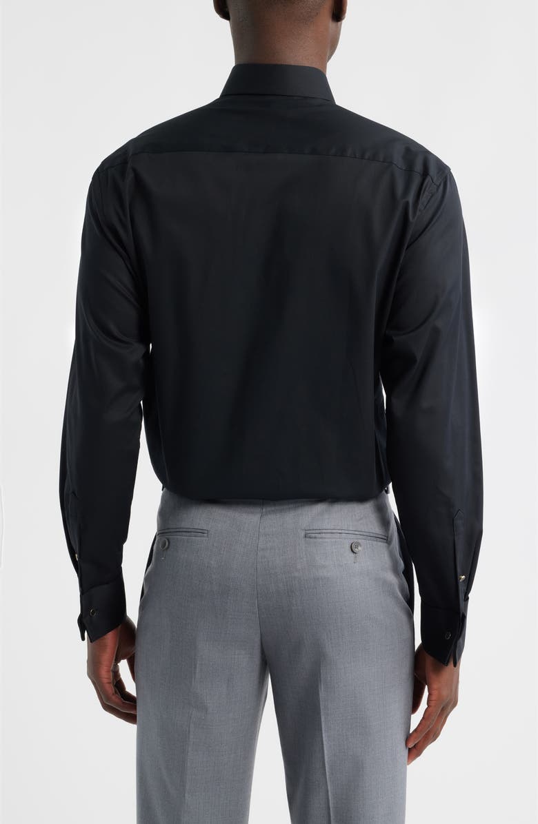 1863 by Eterna Slim Fit Black Pleated Bib Non-Iron Cotton Tuxedo Shirt, Alternate, color, Black