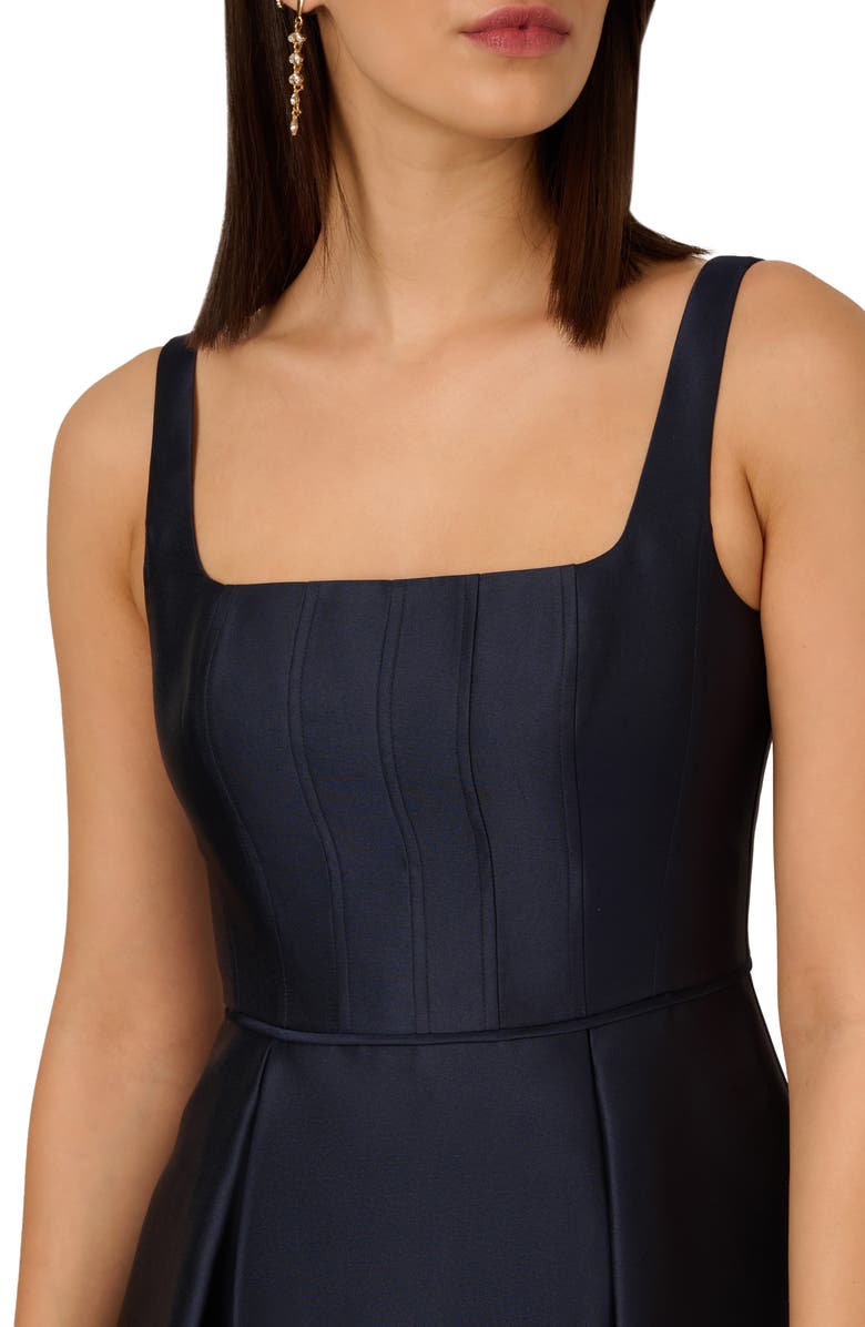 Adrianna Papell Mikado A-Line Cocktail Dress, Alternate, color, Midnight