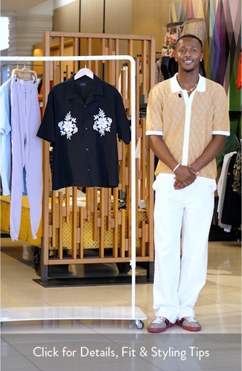 Floral Appliqué Lyocell Camp Shirt, sales video thumbnail