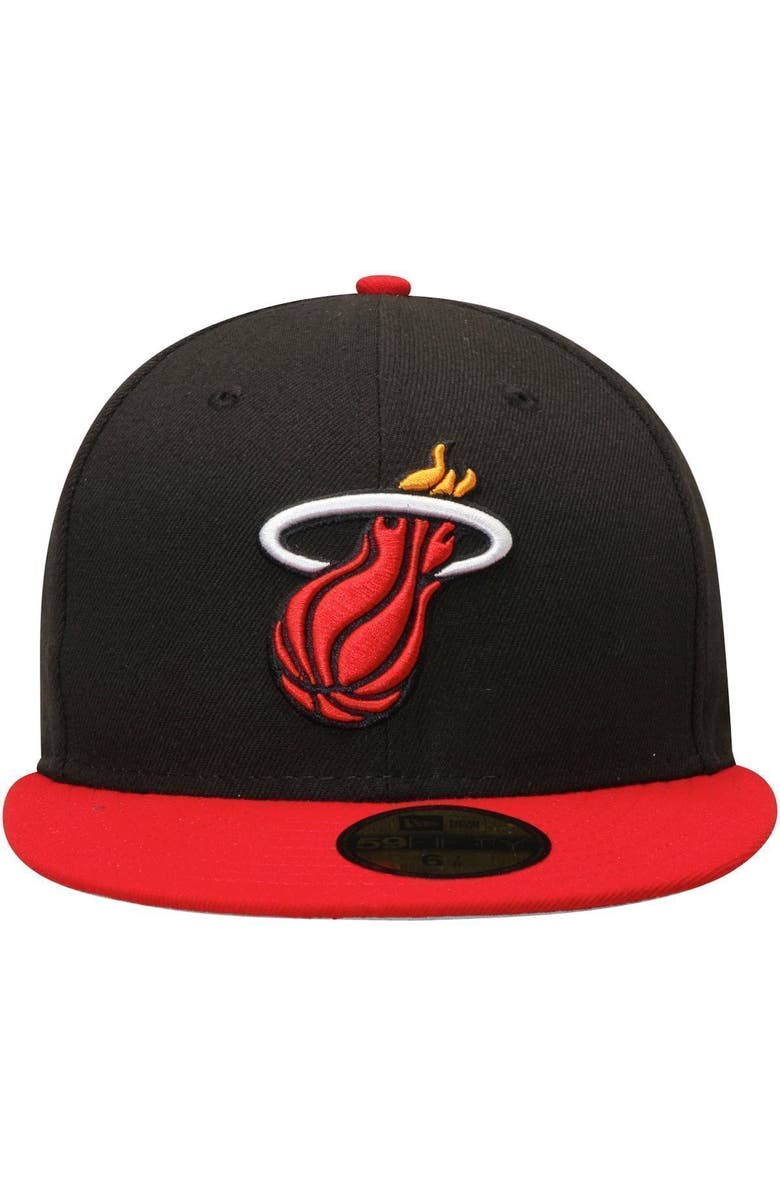New Era Men's New Era Black/Red Miami Heat Official Team Color 2Tone 59FIFTY Fitted Hat, Alternate, color, Black