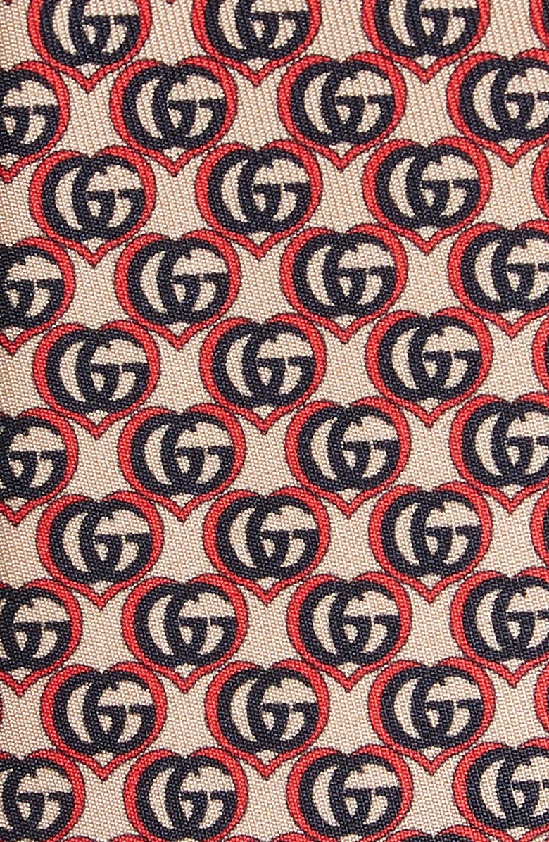 Gucci Double G Heart Silk Tie, Alternate, color, 
