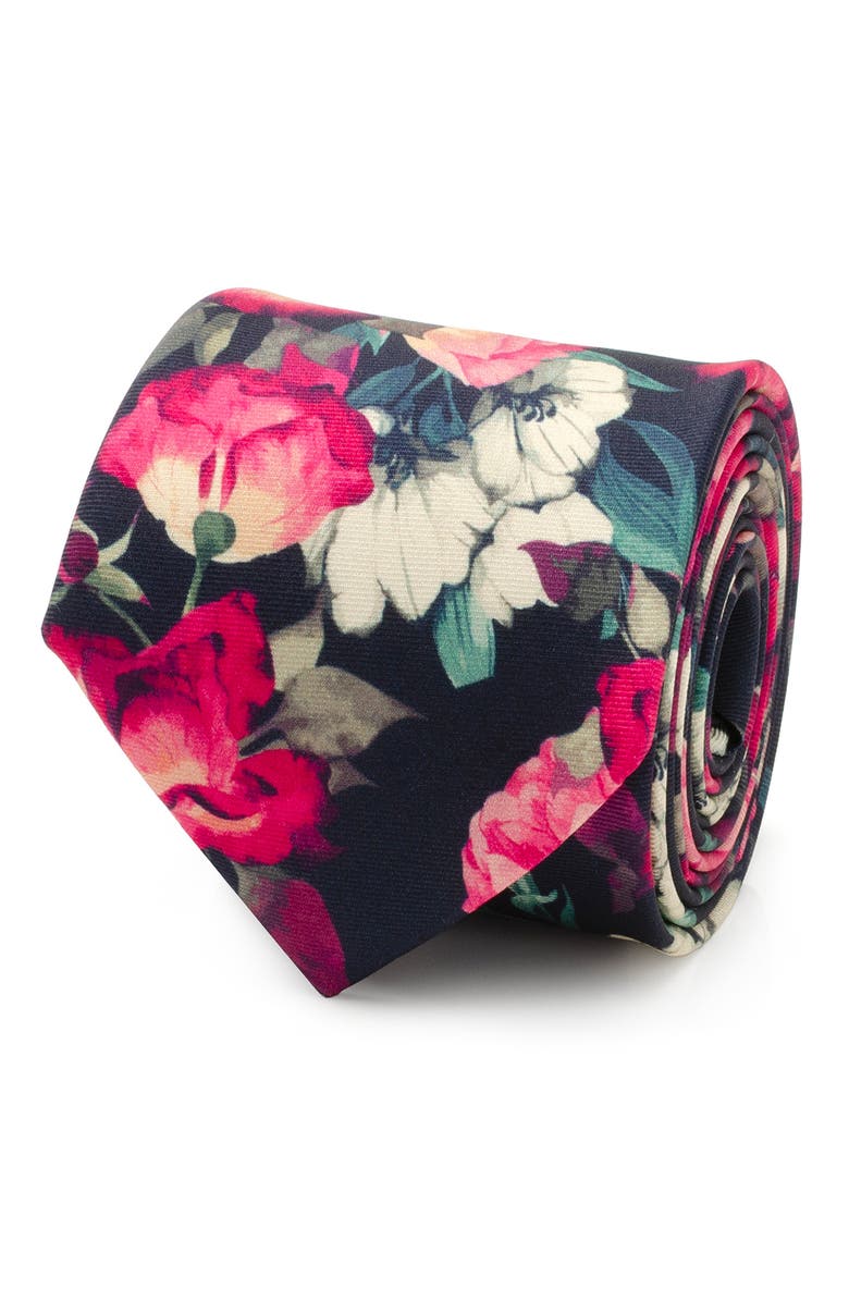Cufflinks, Inc. Floral Silk Tie & Pocket Square, Alternate, color, Navy