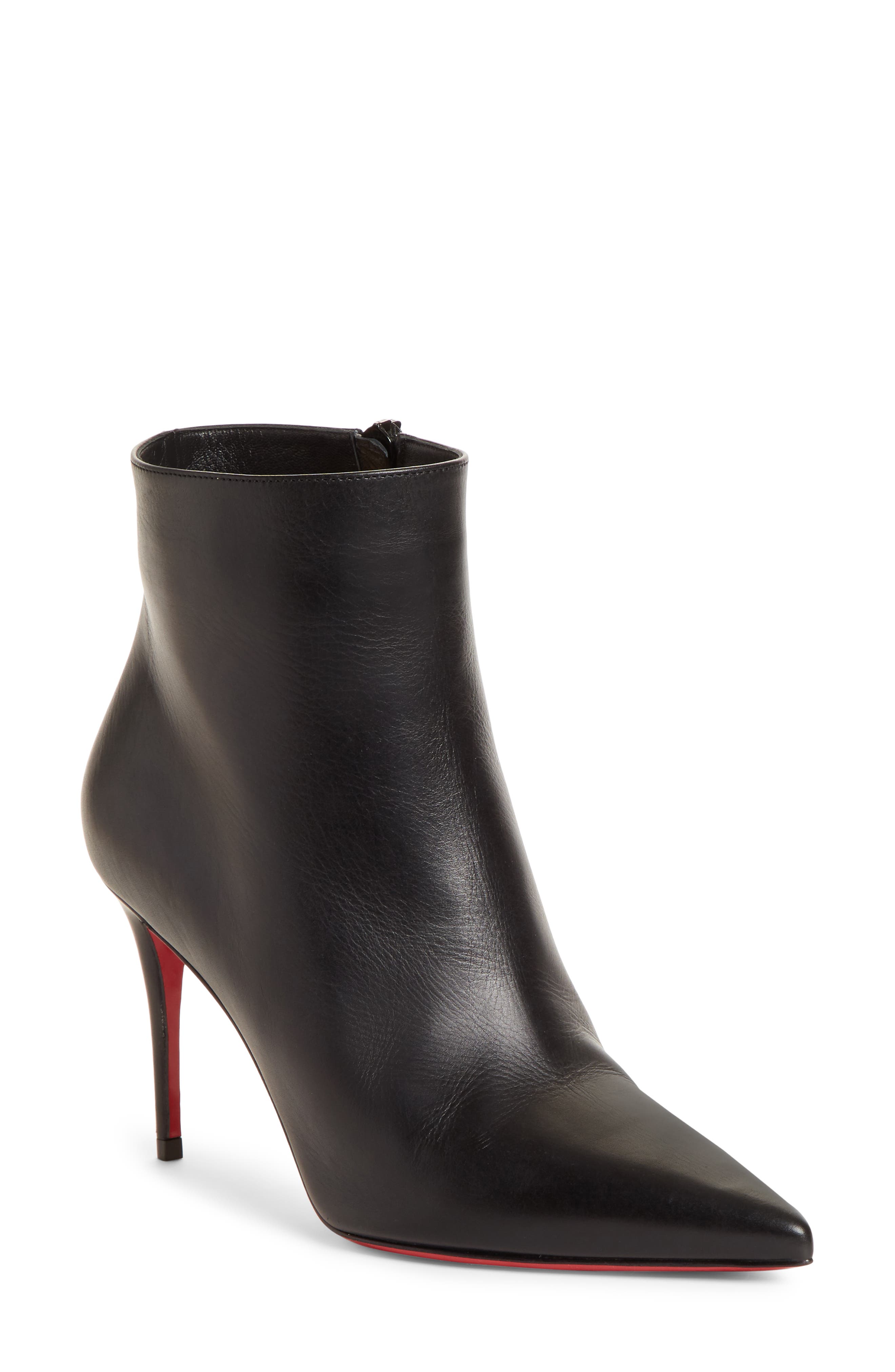 Christian Louboutin So Kate Pointed Toe Bootie, Main, color, Black Leather