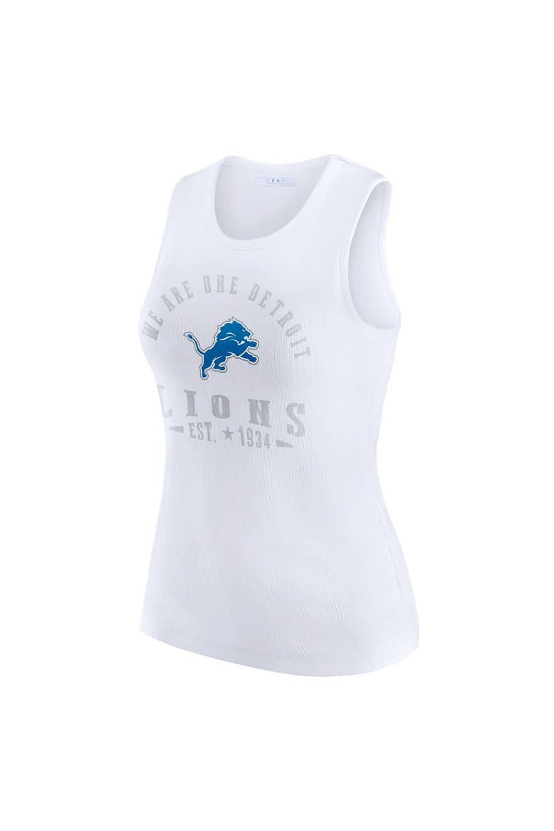 Women's WEAR by Erin Andrews  White Detroit Lions Ribbed Graphic Tank Top, Alternate, color, White