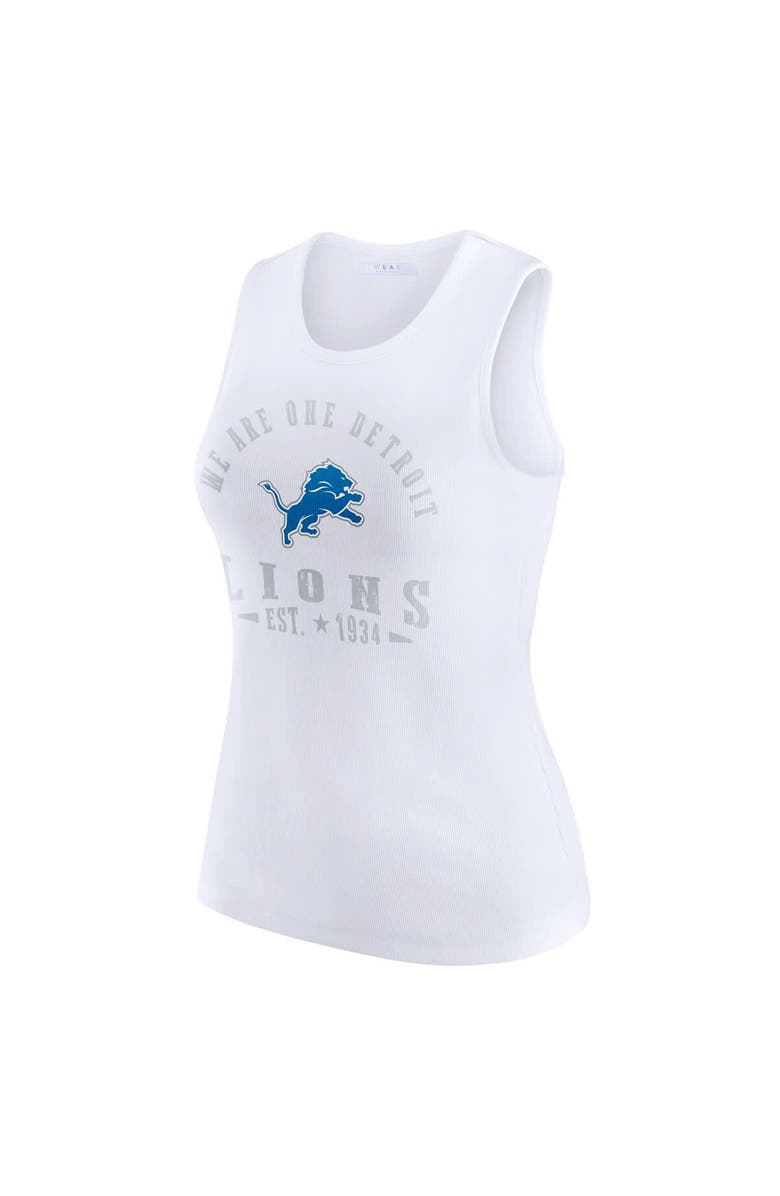 WEAR by Erin Andrews Women's WEAR by Erin Andrews White Detroit Lions Ribbed Graphic Tank Top, Alternate, color, White