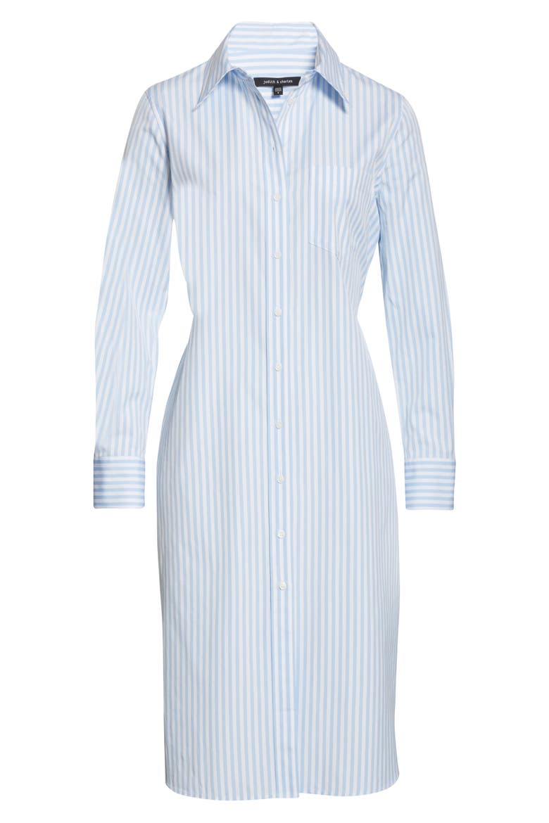 Stripe Long Sleeve Cotton Poplin Shirtdress, Alternate, color, BLUE / WHITE STRIPE
