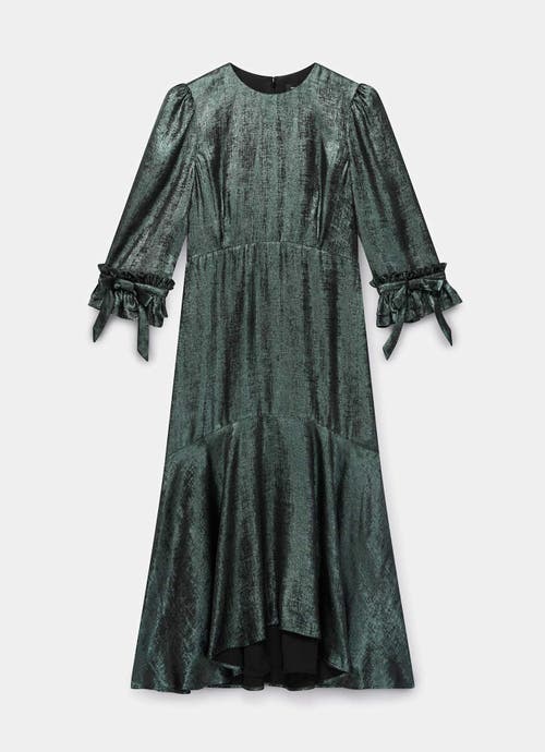 Mint Velvet Metallic Midi Dress In Green