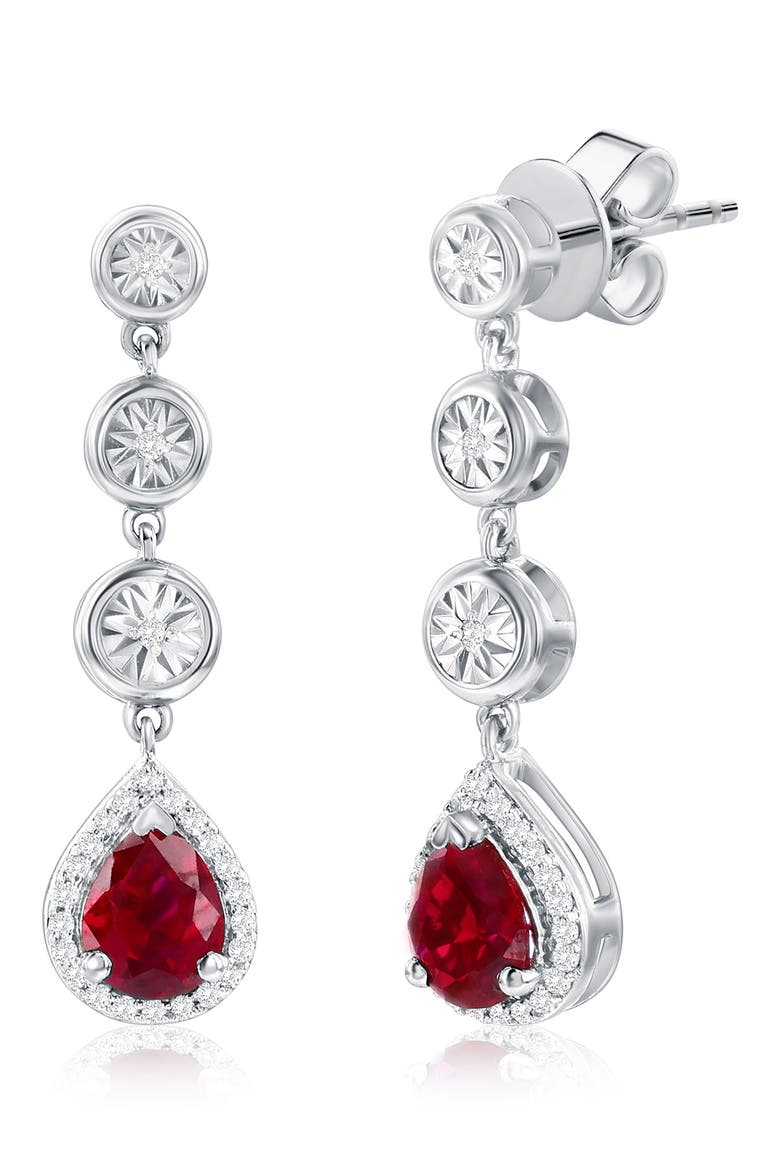 Lab Grown Ruby & Diamond Drop Earrings, Main, color, RUBY
