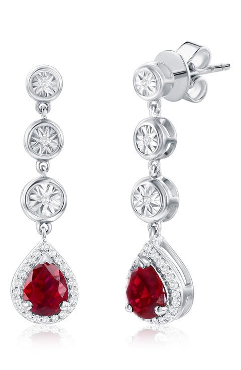 Lab Grown Ruby & Diamond Drop Earrings