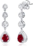 SIMONA Lab Grown Ruby & Diamond Drop Earrings