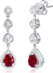 SIMONA Lab Grown Ruby & Diamond Drop Earrings