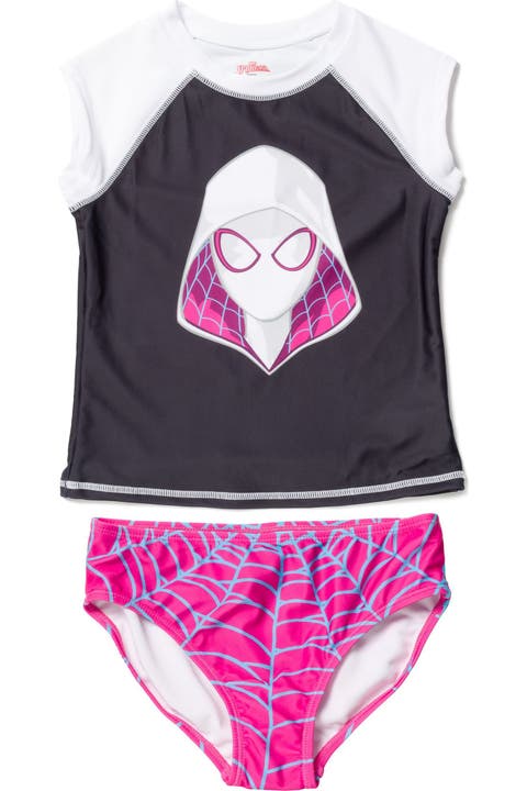 Spider-Verse 2-Piece Swimwear Rash Guard and Bikini Bottom Set