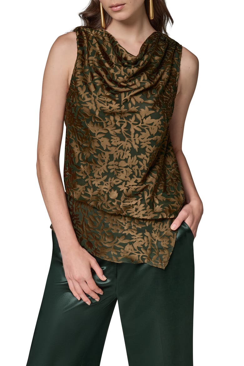 Drape Neck Burnout Top, Main, color, BLACK FORE