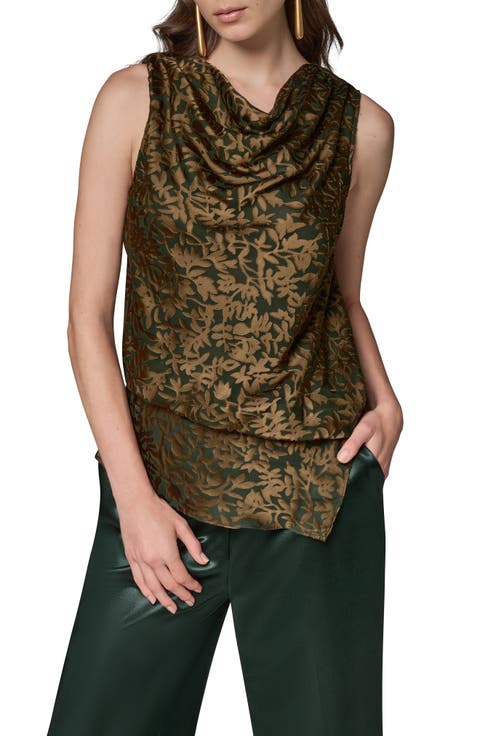Drape Neck Burnout Top