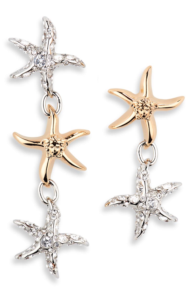 Versace Barocco Starfish Mismatched Drop Earrings, Main, color, 