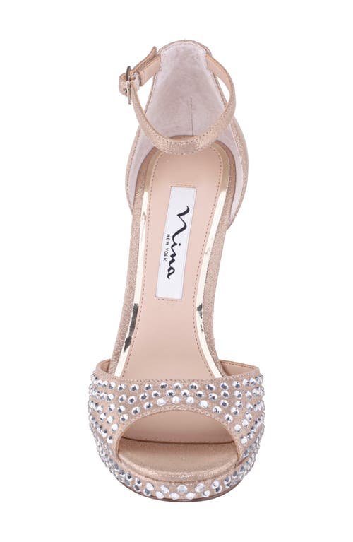 Nina Francia Crystal Ankle Strap Stiletto Sandal In Brown