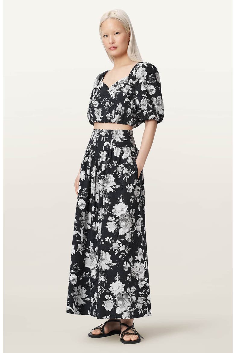 Levy Floral Print Crop Top, Alternate, color, JARDINA MONO BLACK