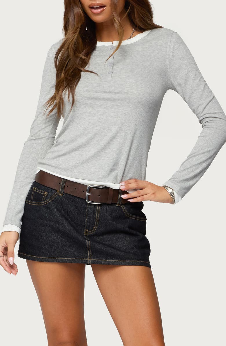 EDIKTED Contrast Layered Look Rib Henley, Main, color, 