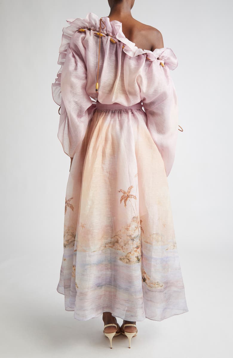 Zimmermann Dawning Ruffle Long Sleeve Organza Maxi Dress, Alternate, color,