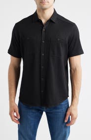 Johnston & Murphy Riley Knit Short Sleeve Button-Up Shirt