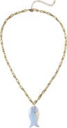 MacRae & Co. Iridescent Stone Fish Pendant Necklace