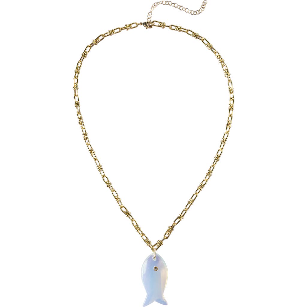 MacRae & Co. Iridescent Stone Fish Pendant Necklace in Gold at Nordstrom