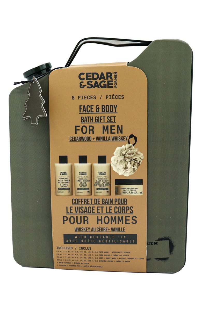 DANIELLE Cedar & Sage 6-Piece Face & Body Bath Gift Set, Main, color, Green