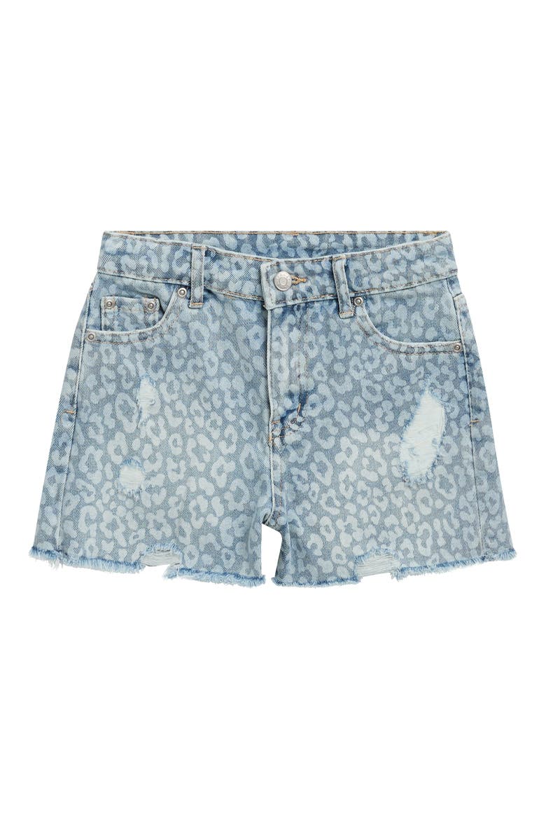 Kids' Ripped Denim Shorts, Main, color, BLUE LEOPARD
