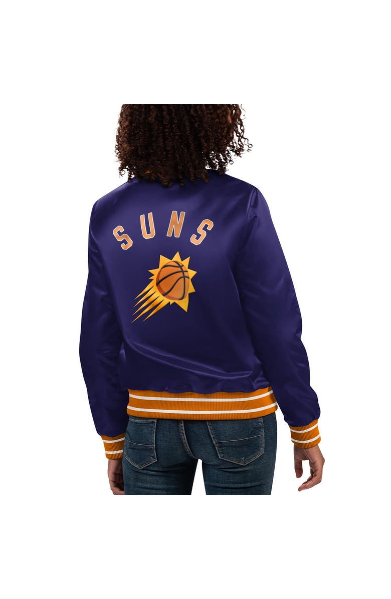 STARTER Women's Starter Purple Phoenix Suns Full Count Satin Full-Snap Varsity Jacket, Alternate, color, 