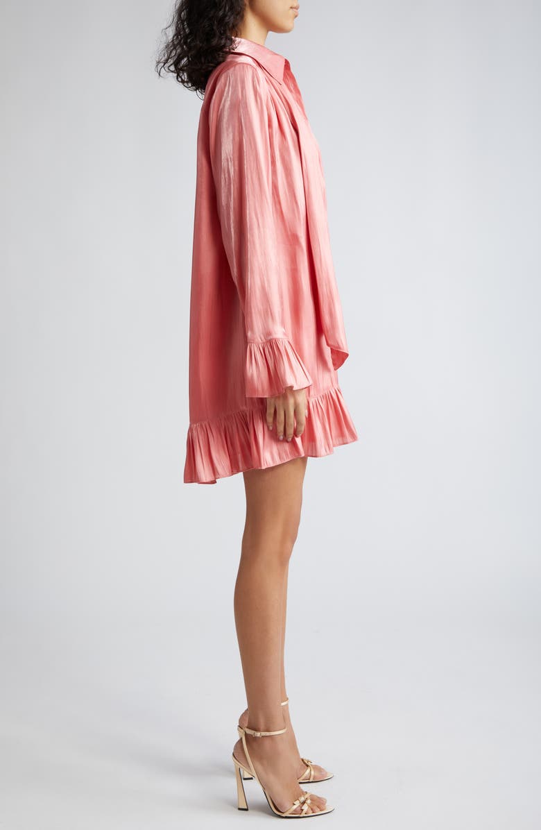 Cinq à Sept Iva Metallic Tie Neck Long Sleeve Shirtdress, Alternate, color, 