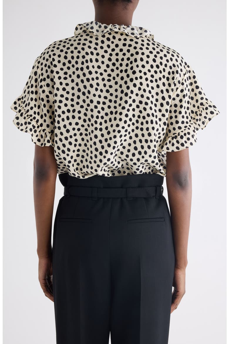 Polka Dot Jacquard Organic Silk Crêpe de Chine Top, Alternate, color, BEIGE - BLACK