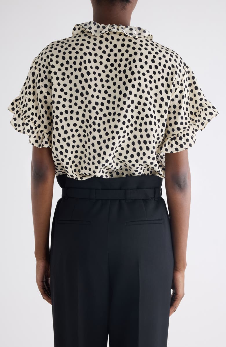 Chloé Polka Dot Jacquard Organic Silk Crêpe de Chine Top, Alternate, color, Beige - Black