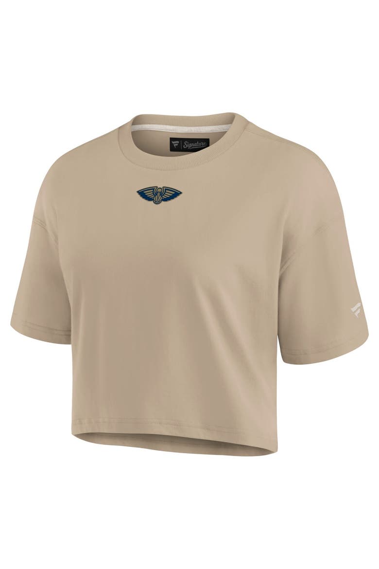 Women's Fanatics Khaki New Orleans Pelicans Elements Super Soft Boxy Cropped T-Shirt, Alternate, color, Khaki
