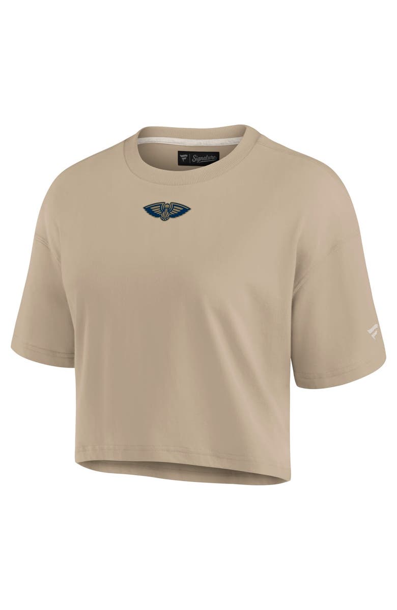 Fanatics Signature Women's Fanatics Khaki New Orleans Pelicans Elements Super Soft Boxy Cropped T-Shirt, Alternate, color, Khaki