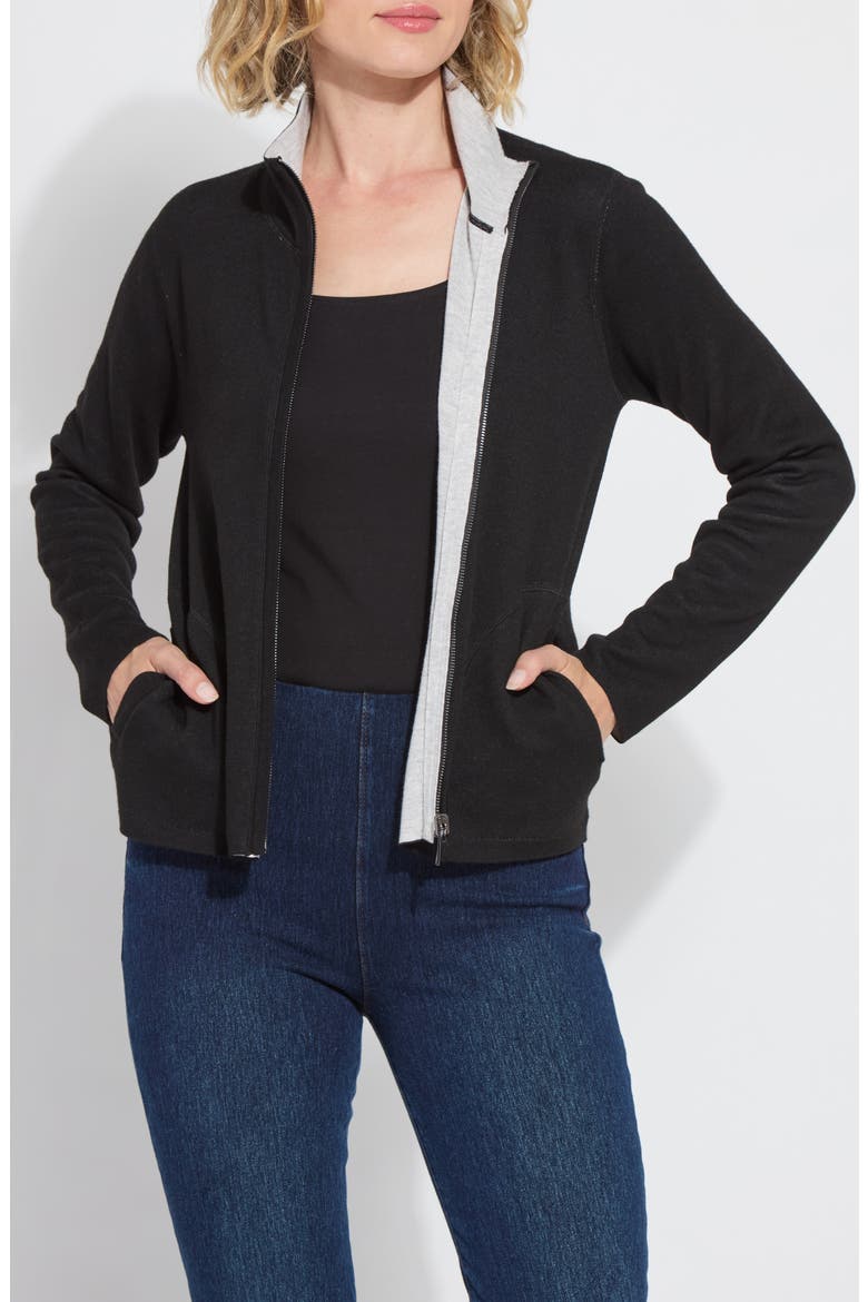 Reversible Zip Up Cardigan, Alternate, color, BLACK/ PEARL GREY MELANGE