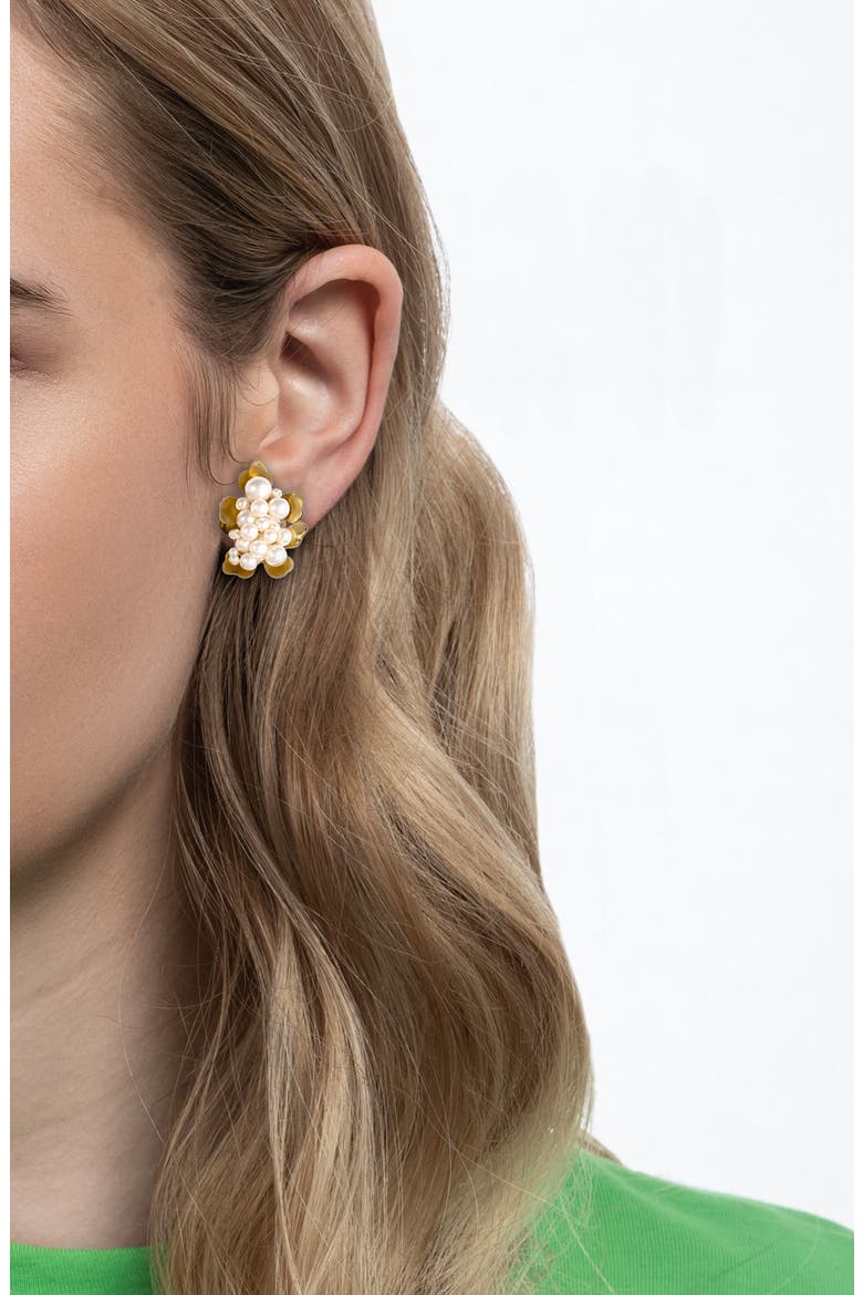 Nea Imitation Pearl Drop Earrings, Alternate, color, GOLD