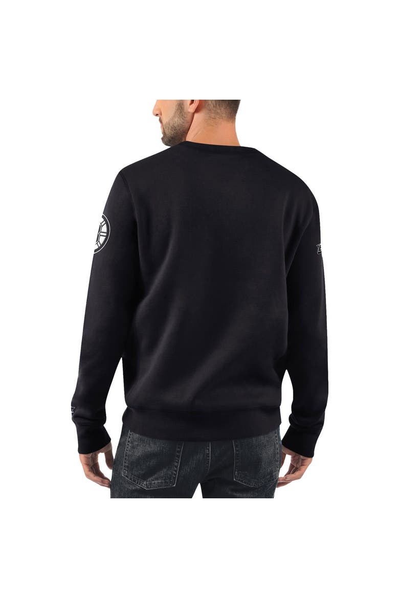 Men's Starter x NHL Black Ice Black Boston Bruins Cross Check Pullover Sweatshirt, Alternate, color, Black