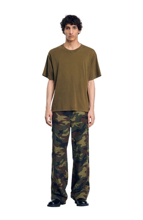 SANDRO Faded-effect T-shirt in Olive Green 